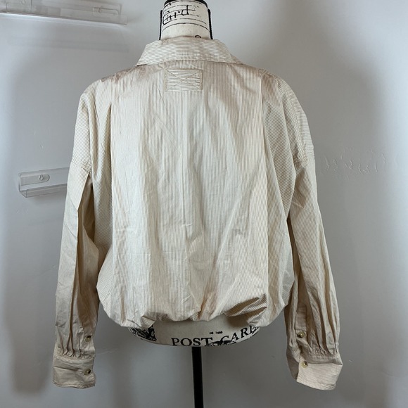 We The Free Striped Pullover‎ Blouse Collared Long Sleeve Relaxed Fit M - Picture 5 of 7